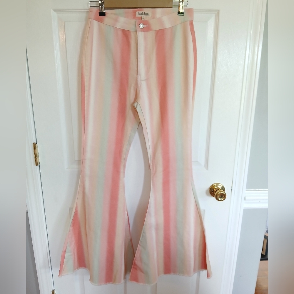 Pastel Striped Flare Jeans